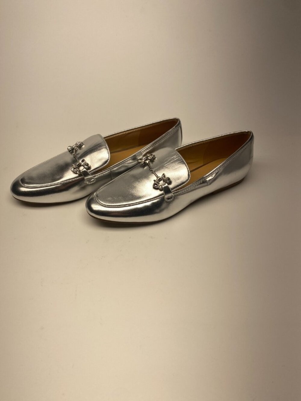 Nine West Womens Bennit Silver Casual Loafers Sz 9